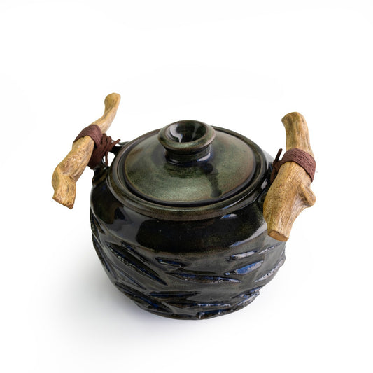 Japanese-Inspired Lidded Vessel with Driftwood Handles